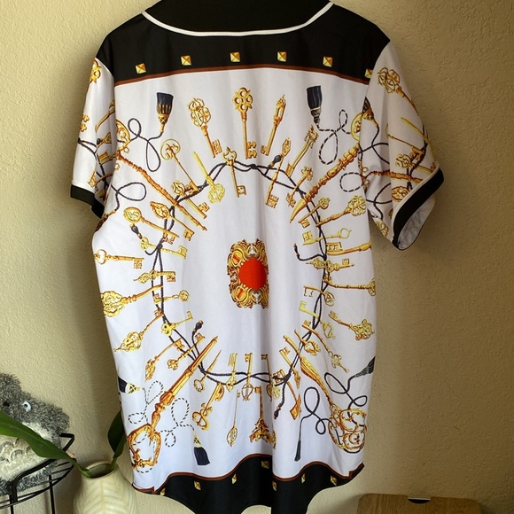 BOLD Gold chain & Gems  baseball jersey by Pizoff - - Picture 5 of 8
